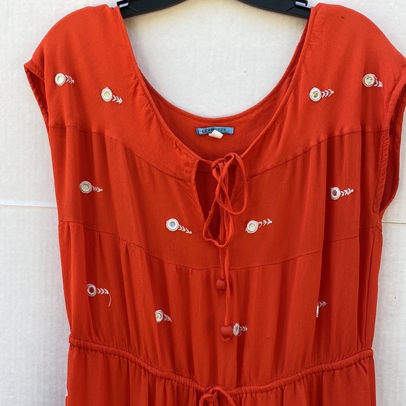 Anthropologie Womens size 6 Espejo Leifnotes Orange mirror embroidered Dress👇🏼 - Picture 4 of 11